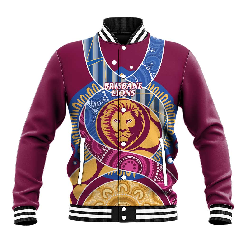 Brisbane Lions Football Custom Baseball Jacket Premiers Proud Aboriginal Art - Aussie Hoodie