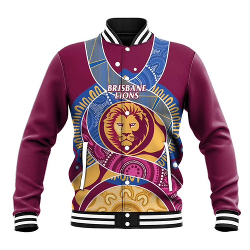 Brisbane Lions Football Custom Baseball Jacket Premiers Proud Aboriginal Art - Aussie Hoodie