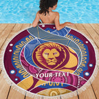 Brisbane Lions Football Custom Beach Blanket Premiers Proud Aboriginal Art - Aussie Hoodie