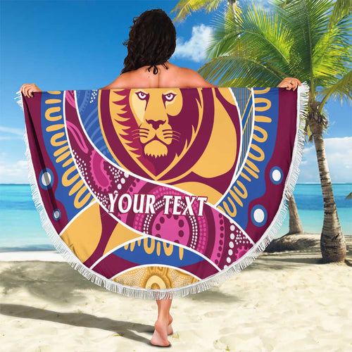 Brisbane Lions Football Custom Beach Blanket Premiers Proud Aboriginal Art - Aussie Hoodie