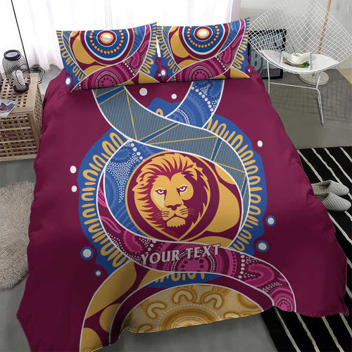 Brisbane Lions Football Custom Bedding Set Premiers Proud Aboriginal Art - Aussie Hoodie