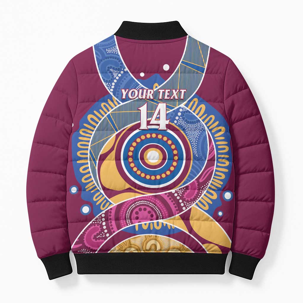 Brisbane Lions Football Custom Bomber Puffer Jacket Premiers Proud Aboriginal Art - Aussie Hoodie