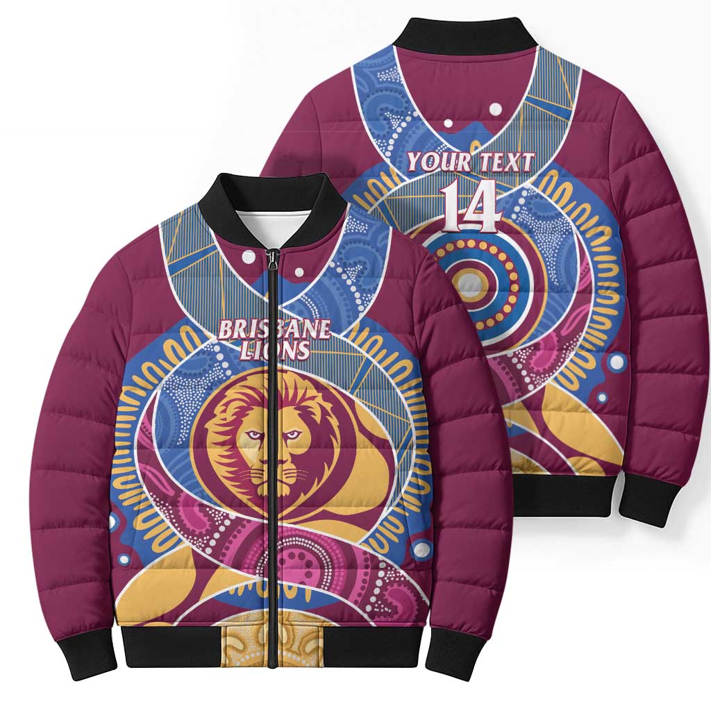 Brisbane Lions Football Custom Bomber Puffer Jacket Premiers Proud Aboriginal Art - Aussie Hoodie