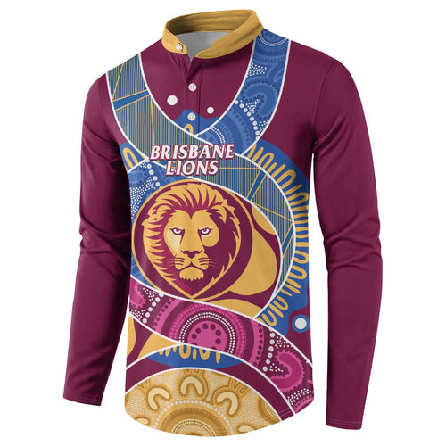 Brisbane Lions Football Custom Button Sweatshirt Premiers Proud Aboriginal Art - Aussie Hoodie