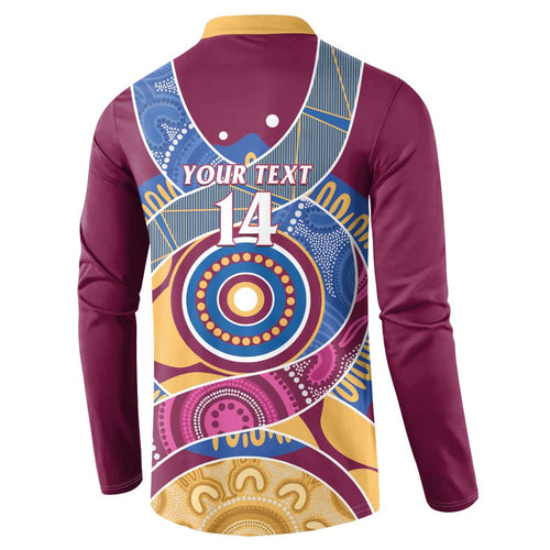 Brisbane Lions Football Custom Button Sweatshirt Premiers Proud Aboriginal Art - Aussie Hoodie