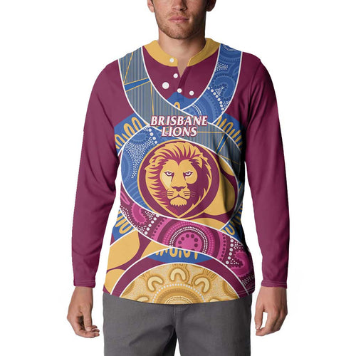 Brisbane Lions Football Custom Button Sweatshirt Premiers Proud Aboriginal Art - Aussie Hoodie