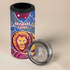 Brisbane Lions Football Custom 4 in 1 Can Cooler Tumbler Premiers Proud Aboriginal Art - Aussie Hoodie