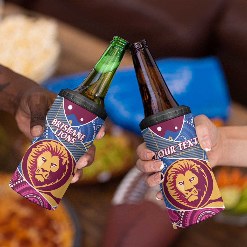 Brisbane Lions Football Custom 4 in 1 Can Cooler Tumbler Premiers Proud Aboriginal Art - Aussie Hoodie