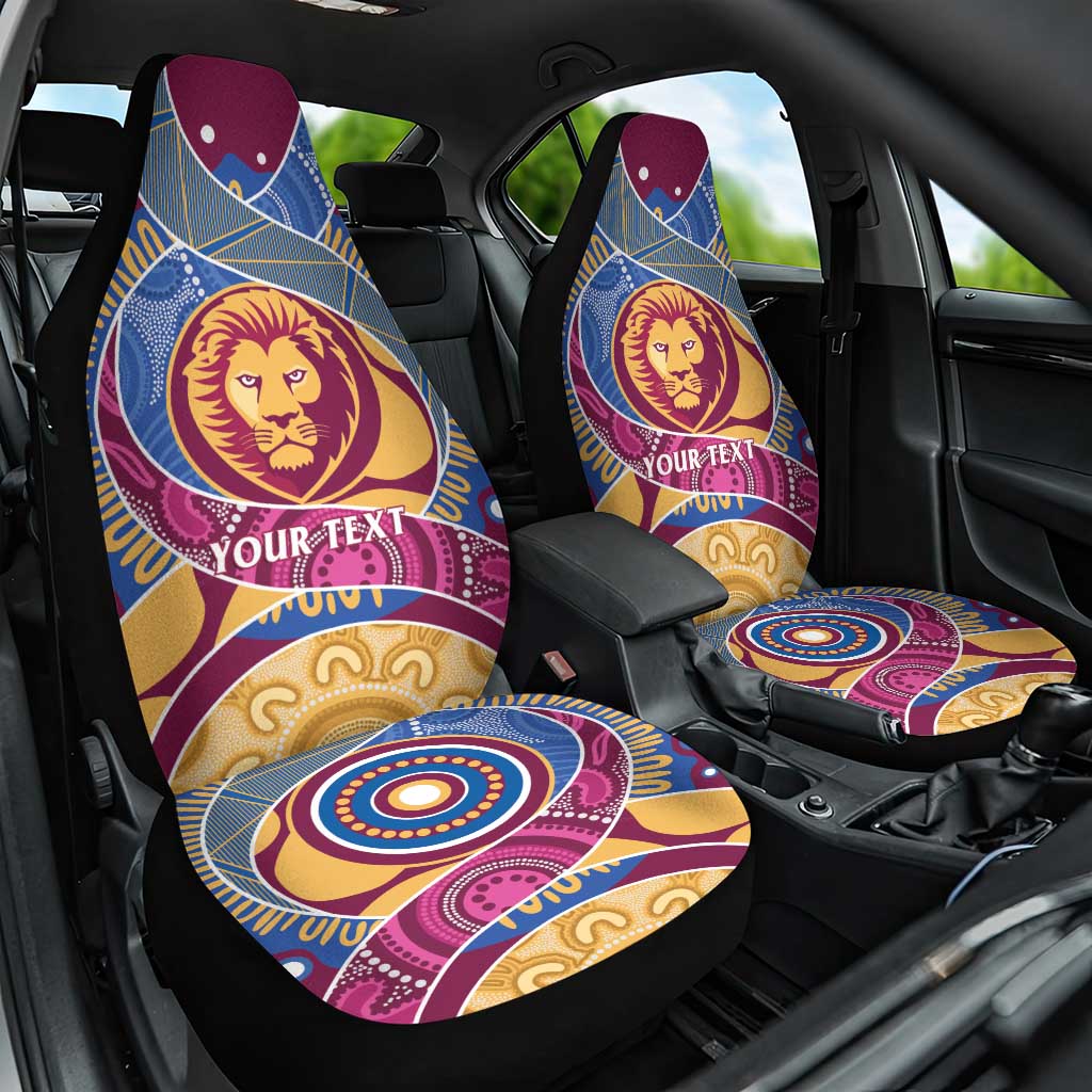 Brisbane Lions Football Custom Car Seat Cover Premiers Proud Aboriginal Art - Aussie Hoodie