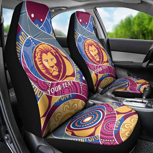 Brisbane Lions Football Custom Car Seat Cover Premiers Proud Aboriginal Art - Aussie Hoodie