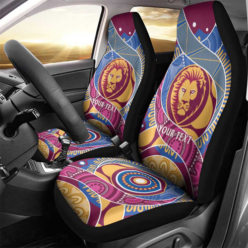 Brisbane Lions Football Custom Car Seat Cover Premiers Proud Aboriginal Art - Aussie Hoodie