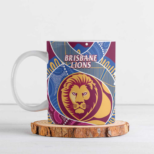 Brisbane Lions Football Custom Ceramic Mug Premiers Proud Aboriginal Art - Aussie Hoodie