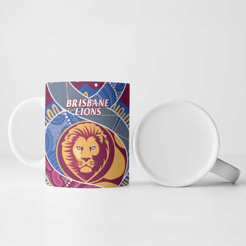 Brisbane Lions Football Custom Ceramic Mug Premiers Proud Aboriginal Art - Aussie Hoodie