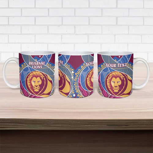 Brisbane Lions Football Custom Ceramic Mug Premiers Proud Aboriginal Art - Aussie Hoodie