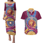 Brisbane Lions Football Custom Couples Matching Puletasi and Hawaiian Shirt Premiers Proud Aboriginal Art - Aussie Hoodie