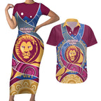 Brisbane Lions Football Custom Couples Matching Short Sleeve Bodycon Dress and Hawaiian Shirt Premiers Proud Aboriginal Art - Aussie Hoodie
