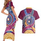 Brisbane Lions Football Custom Couples Matching Short Sleeve Bodycon Dress and Hawaiian Shirt Premiers Proud Aboriginal Art - Aussie Hoodie