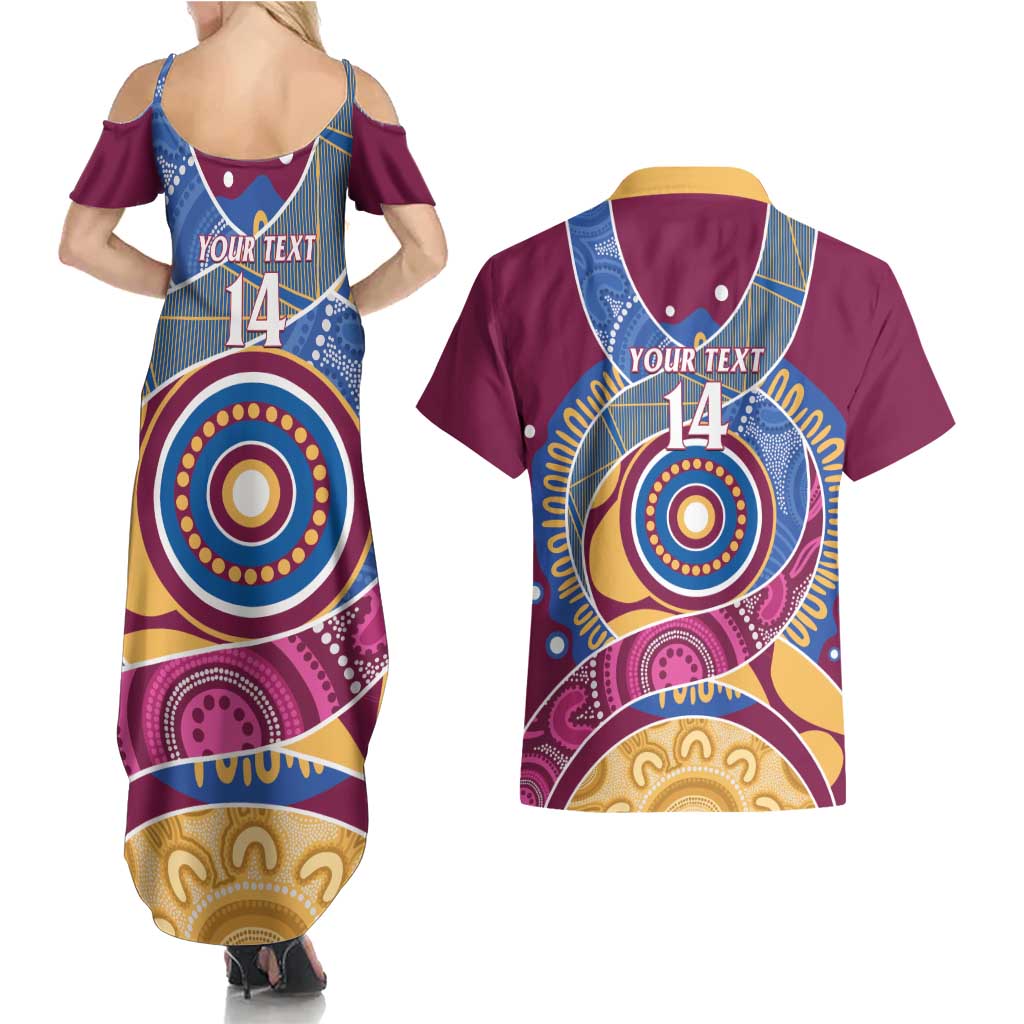 Brisbane Lions Football Custom Couples Matching Summer Maxi Dress and Hawaiian Shirt Premiers Proud Aboriginal Art - Aussie Hoodie