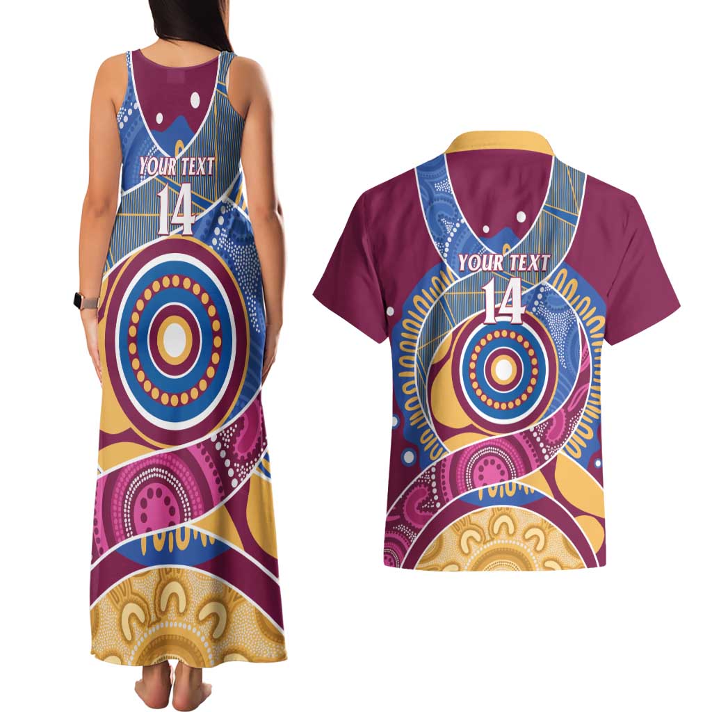 Brisbane Lions Football Custom Couples Matching Tank Maxi Dress and Hawaiian Shirt Premiers Proud Aboriginal Art - Aussie Hoodie