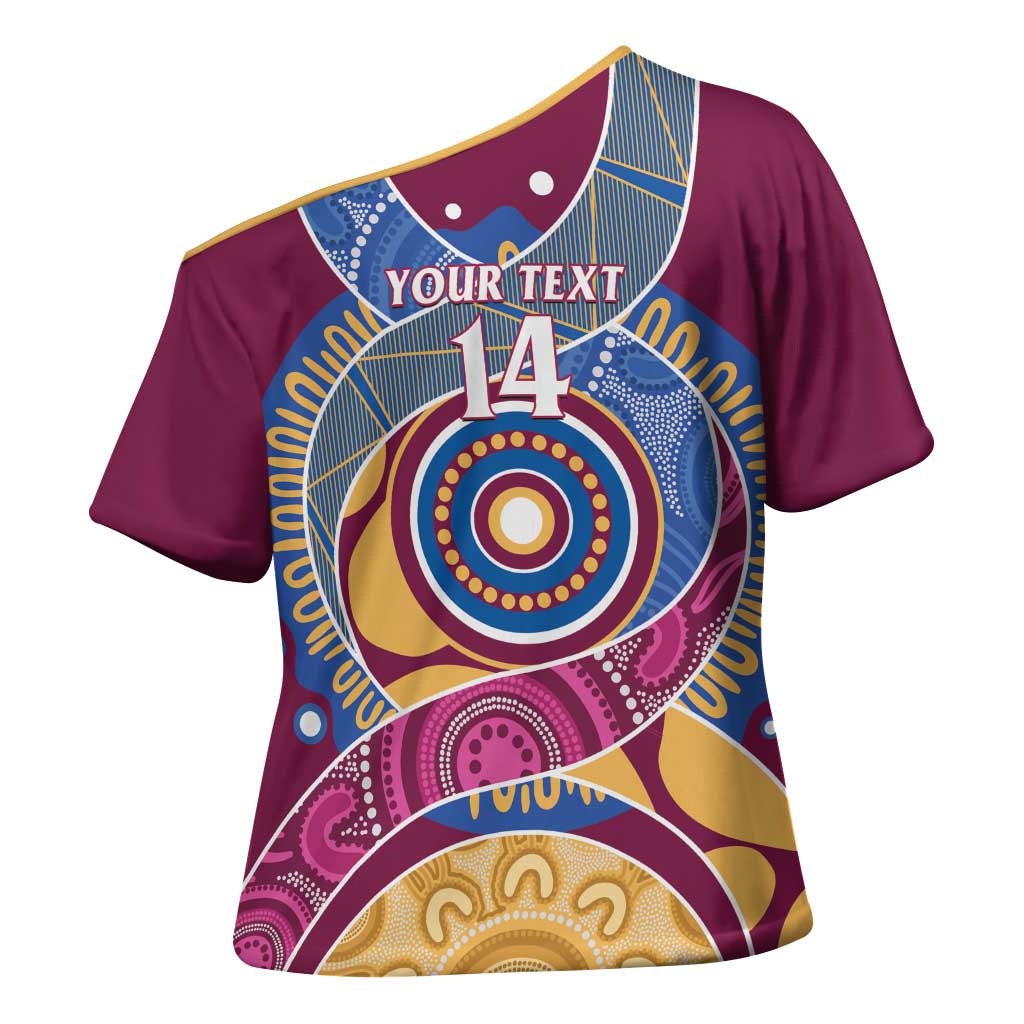 Brisbane Lions Football Custom Cross Shoulder Shirt Premiers Proud Aboriginal Art - Aussie Hoodie