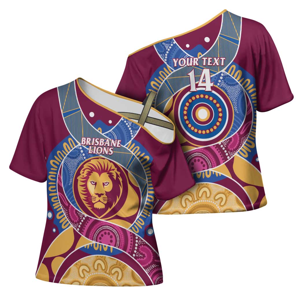 Brisbane Lions Football Custom Cross Shoulder Shirt Premiers Proud Aboriginal Art - Aussie Hoodie