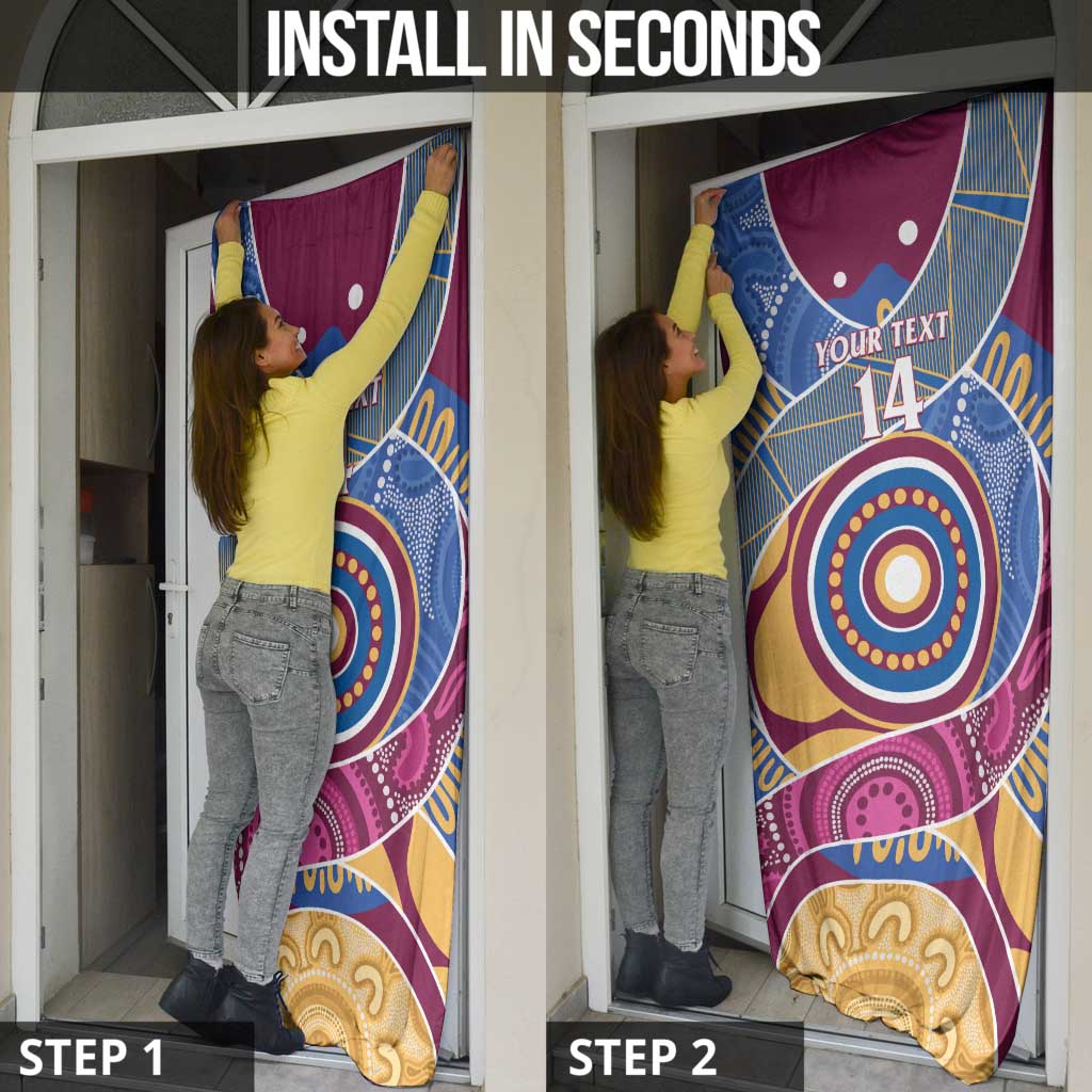 Brisbane Lions Football Custom Door Cover Premiers Proud Aboriginal Art - Aussie Hoodie