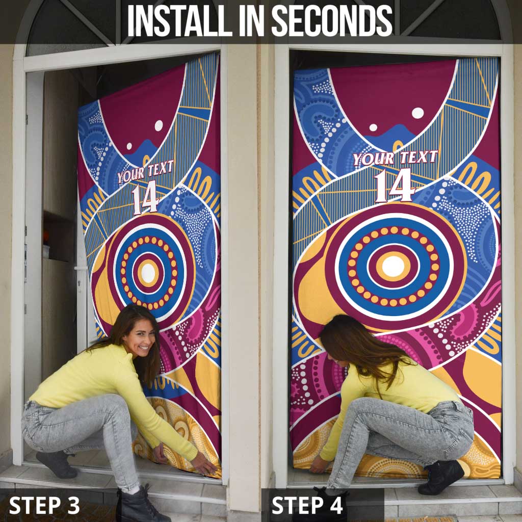Brisbane Lions Football Custom Door Cover Premiers Proud Aboriginal Art - Aussie Hoodie
