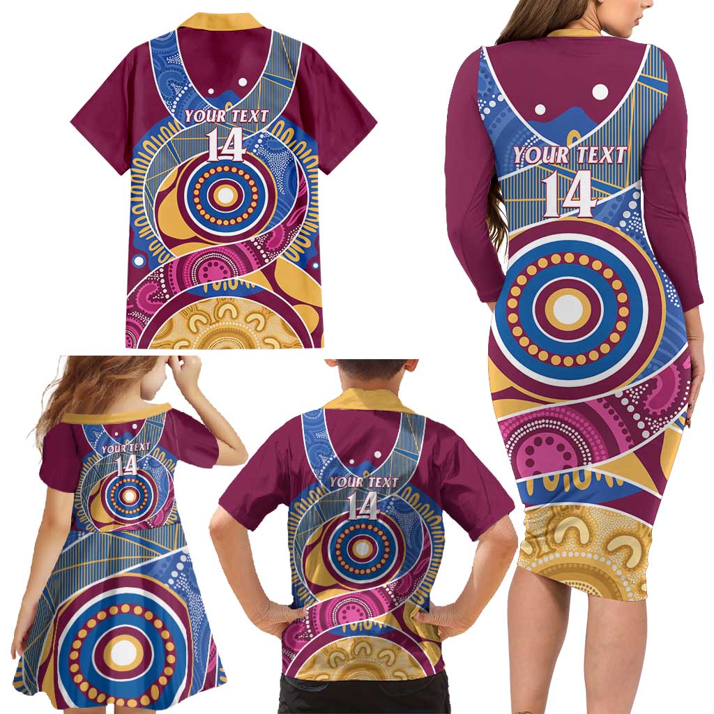 Brisbane Lions Football Custom Family Matching Long Sleeve Bodycon Dress and Hawaiian Shirt Premiers Proud Aboriginal Art - Aussie Hoodie