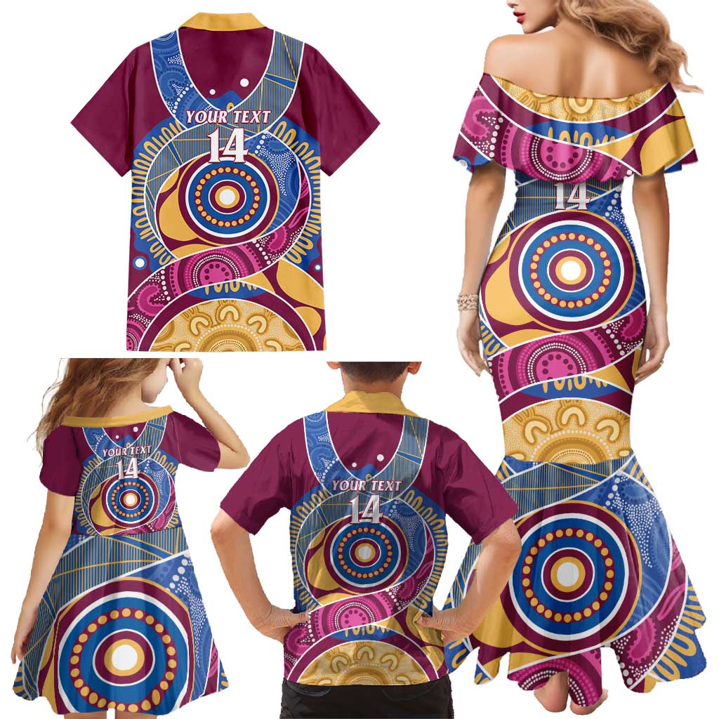 Brisbane Lions Football Custom Family Matching Mermaid Dress and Hawaiian Shirt Premiers Proud Aboriginal Art - Aussie Hoodie
