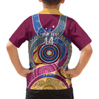 Brisbane Lions Football Custom Family Matching Off The Shoulder Long Sleeve Dress and Hawaiian Shirt Premiers Proud Aboriginal Art - Aussie Hoodie