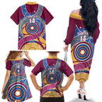 Brisbane Lions Football Custom Family Matching Off The Shoulder Long Sleeve Dress and Hawaiian Shirt Premiers Proud Aboriginal Art - Aussie Hoodie
