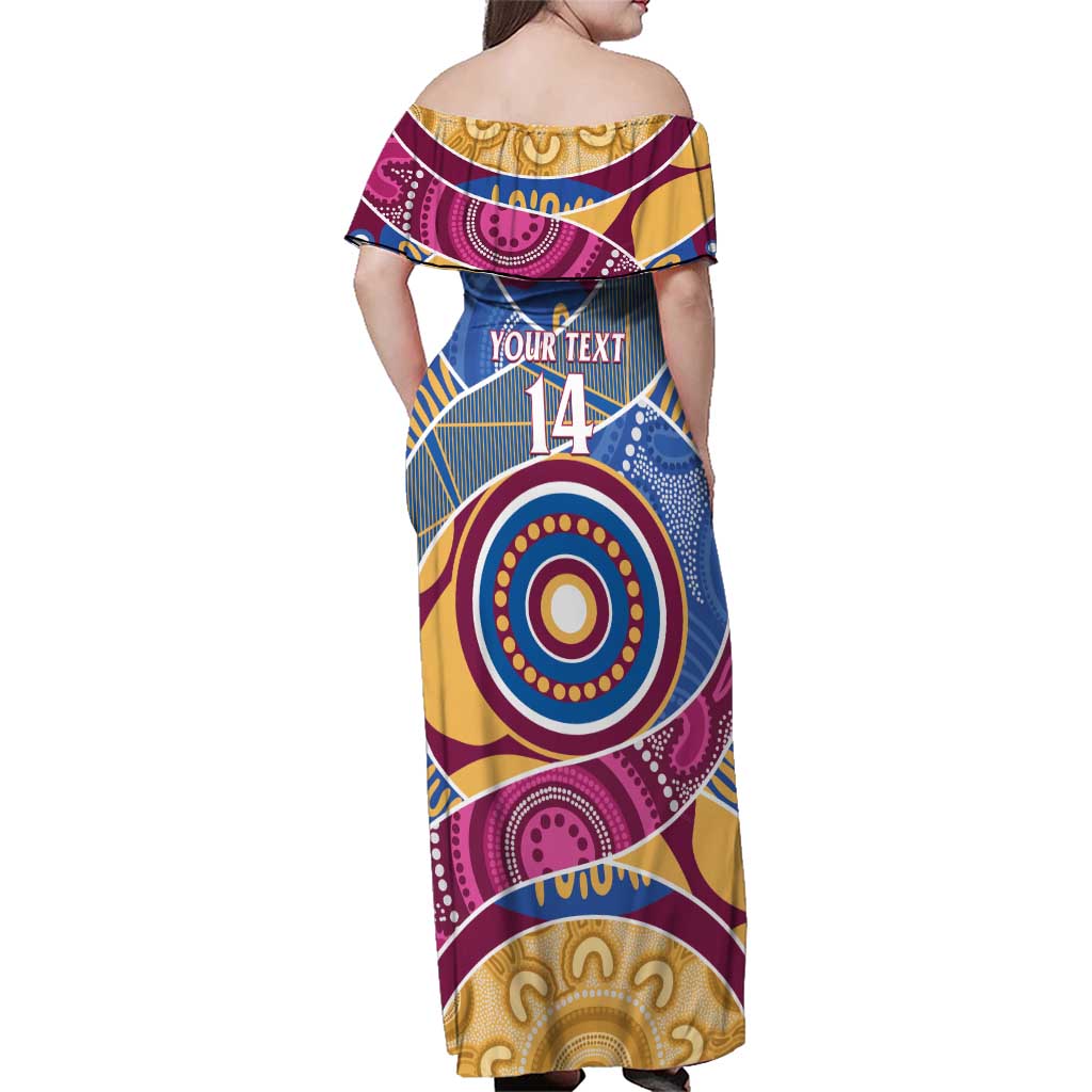 Brisbane Lions Football Custom Family Matching Off Shoulder Maxi Dress and Hawaiian Shirt Premiers Proud Aboriginal Art - Aussie Hoodie