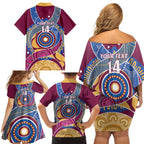 Brisbane Lions Football Custom Family Matching Off Shoulder Short Dress and Hawaiian Shirt Premiers Proud Aboriginal Art - Aussie Hoodie