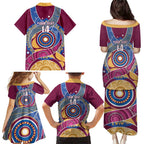 Brisbane Lions Football Custom Family Matching Puletasi and Hawaiian Shirt Premiers Proud Aboriginal Art - Aussie Hoodie