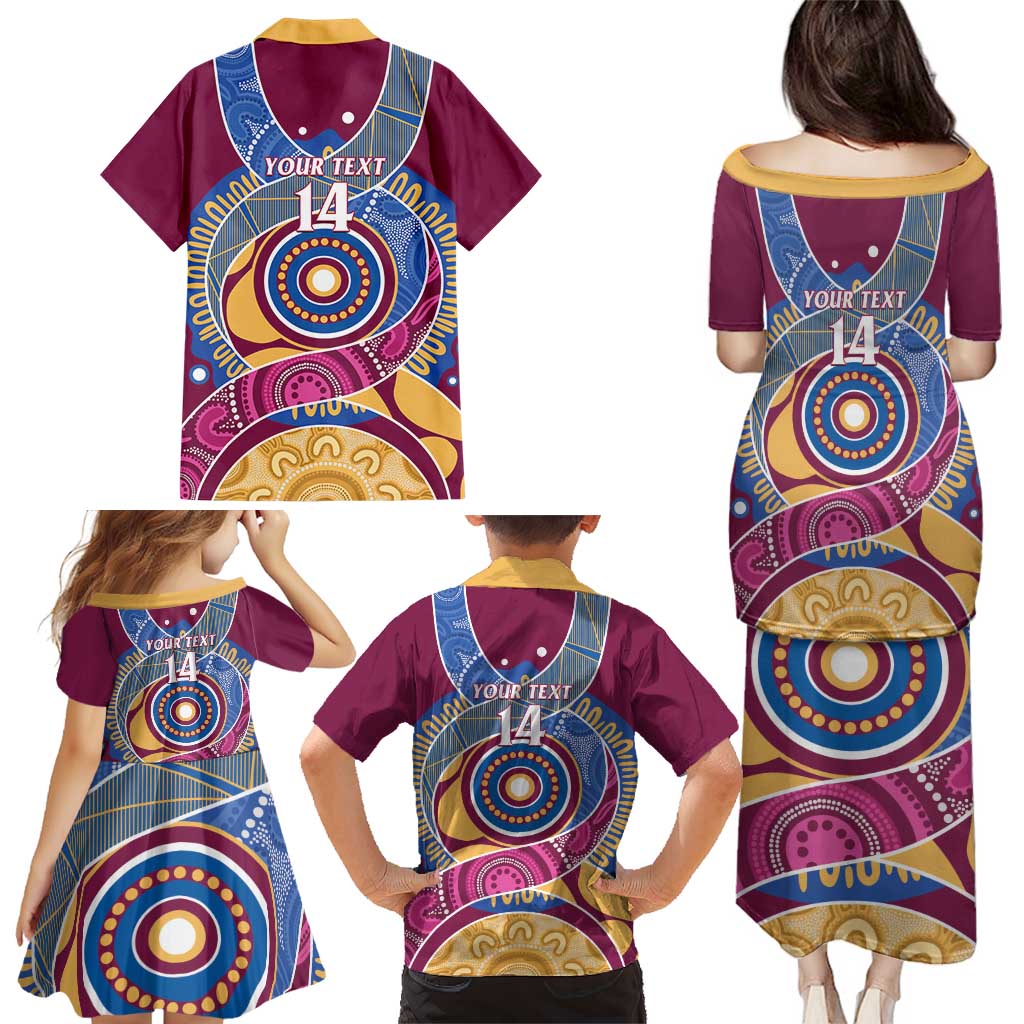 Brisbane Lions Football Custom Family Matching Puletasi and Hawaiian Shirt Premiers Proud Aboriginal Art - Aussie Hoodie