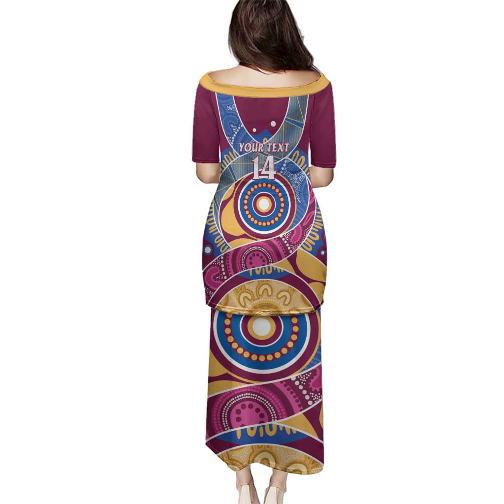 Brisbane Lions Football Custom Family Matching Puletasi and Hawaiian Shirt Premiers Proud Aboriginal Art - Aussie Hoodie