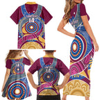 Brisbane Lions Football Custom Family Matching Short Sleeve Bodycon Dress and Hawaiian Shirt Premiers Proud Aboriginal Art - Aussie Hoodie