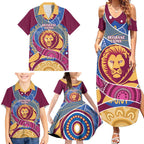 Brisbane Lions Football Custom Family Matching Summer Maxi Dress and Hawaiian Shirt Premiers Proud Aboriginal Art - Aussie Hoodie
