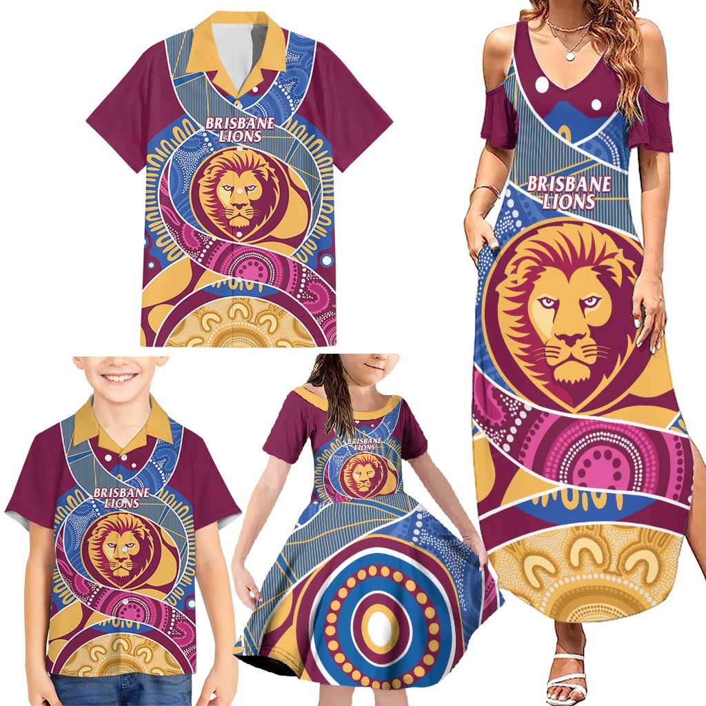 Brisbane Lions Football Custom Family Matching Summer Maxi Dress and Hawaiian Shirt Premiers Proud Aboriginal Art - Aussie Hoodie