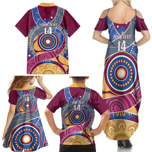Brisbane Lions Football Custom Family Matching Summer Maxi Dress and Hawaiian Shirt Premiers Proud Aboriginal Art - Aussie Hoodie