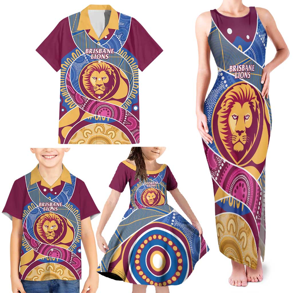 Brisbane Lions Football Custom Family Matching Tank Maxi Dress and Hawaiian Shirt Premiers Proud Aboriginal Art - Aussie Hoodie
