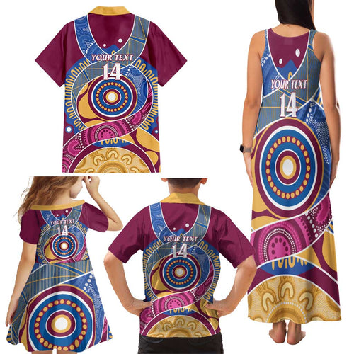 Brisbane Lions Football Custom Family Matching Tank Maxi Dress and Hawaiian Shirt Premiers Proud Aboriginal Art - Aussie Hoodie