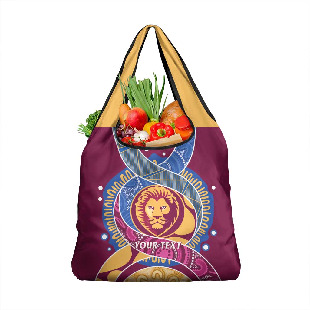 Brisbane Lions Football Custom Grocery Bag Premiers Proud Aboriginal Art - Aussie Hoodie