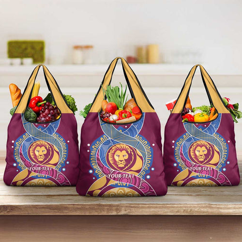 Brisbane Lions Football Custom Grocery Bag Premiers Proud Aboriginal Art - Aussie Hoodie