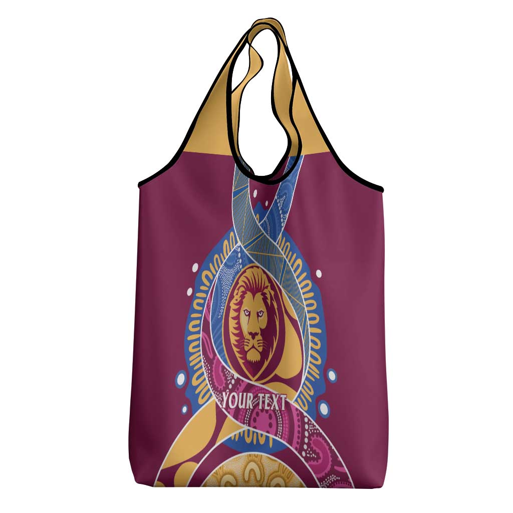 Brisbane Lions Football Custom Grocery Bag Premiers Proud Aboriginal Art - Aussie Hoodie