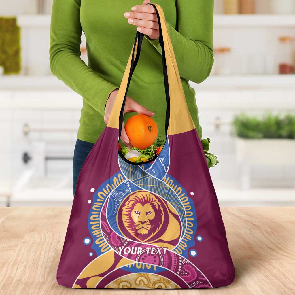 Brisbane Lions Football Custom Grocery Bag Premiers Proud Aboriginal Art - Aussie Hoodie