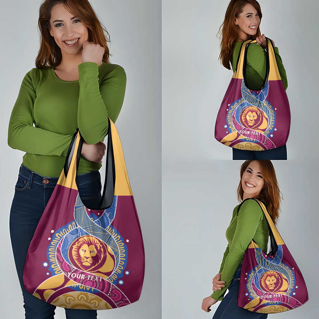 Brisbane Lions Football Custom Grocery Bag Premiers Proud Aboriginal Art - Aussie Hoodie