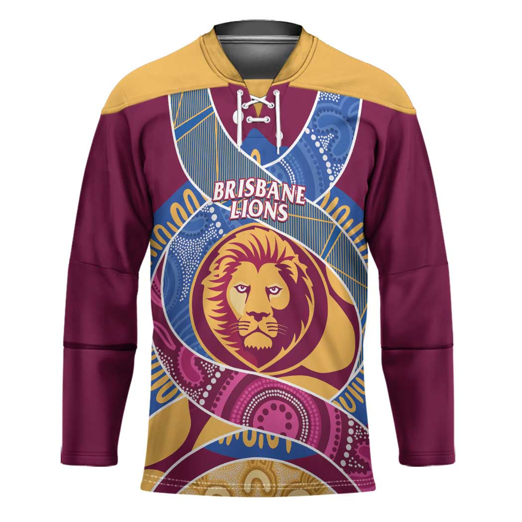 Brisbane Lions Football Custom Hockey Jersey Premiers Proud Aboriginal Art - Aussie Hoodie