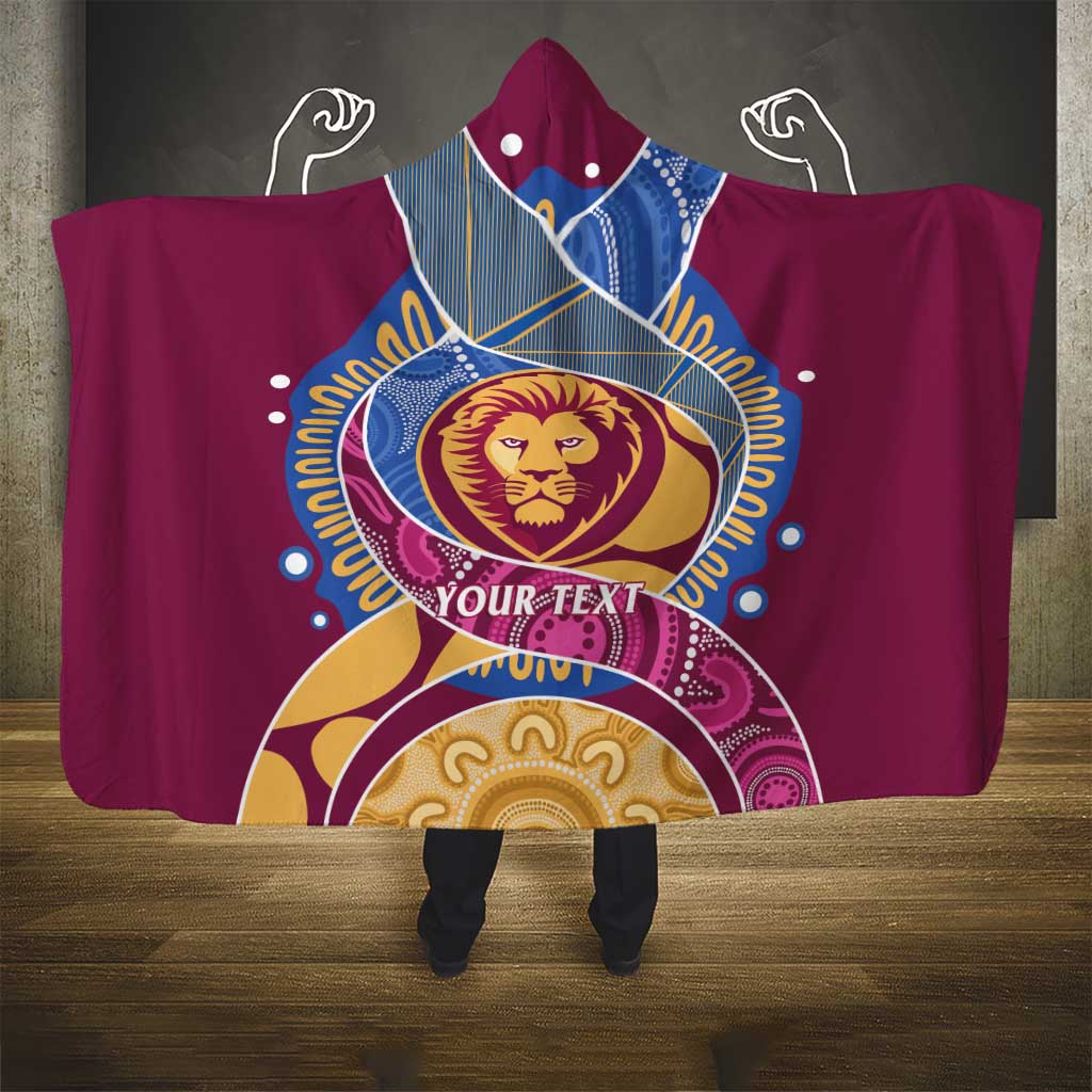 Brisbane Lions Football Custom Hooded Blanket Premiers Proud Aboriginal Art - Aussie Hoodie