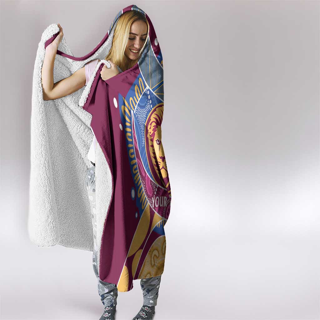 Brisbane Lions Football Custom Hooded Blanket Premiers Proud Aboriginal Art - Aussie Hoodie